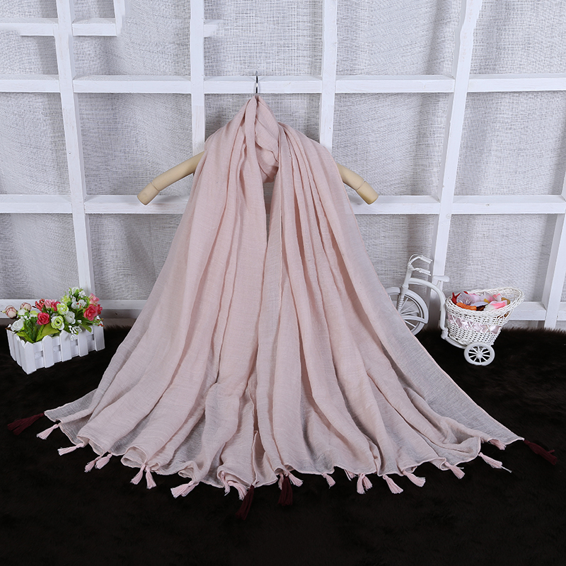 Solid-Colored Sun Protection Fresh Polyester Cotton Tr Beach Towel All-Match Sunscreen Shawl Scarf for Women Muslim Kerchief