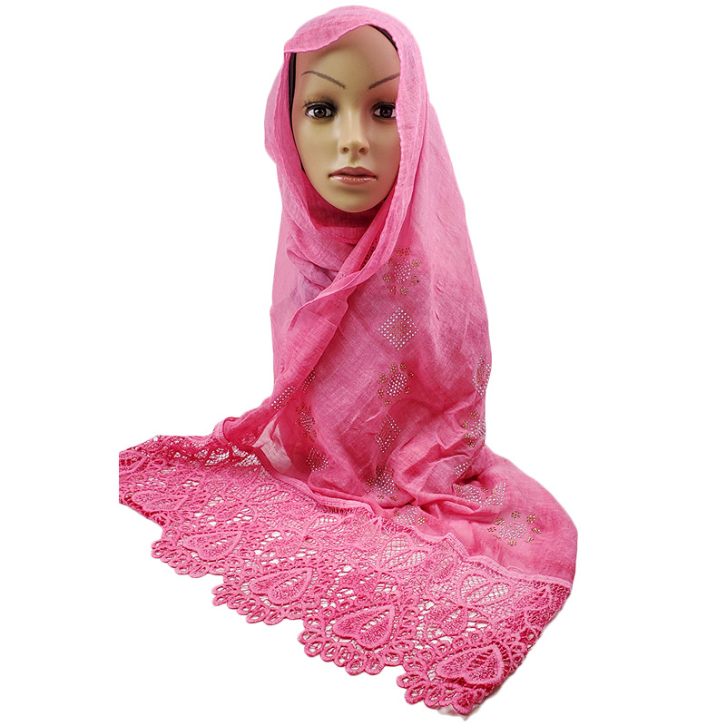 Amazon Hot Muslim Lace Tr Rhinestone Cross-Market Fashion Korean Shawl Baotou Scarf