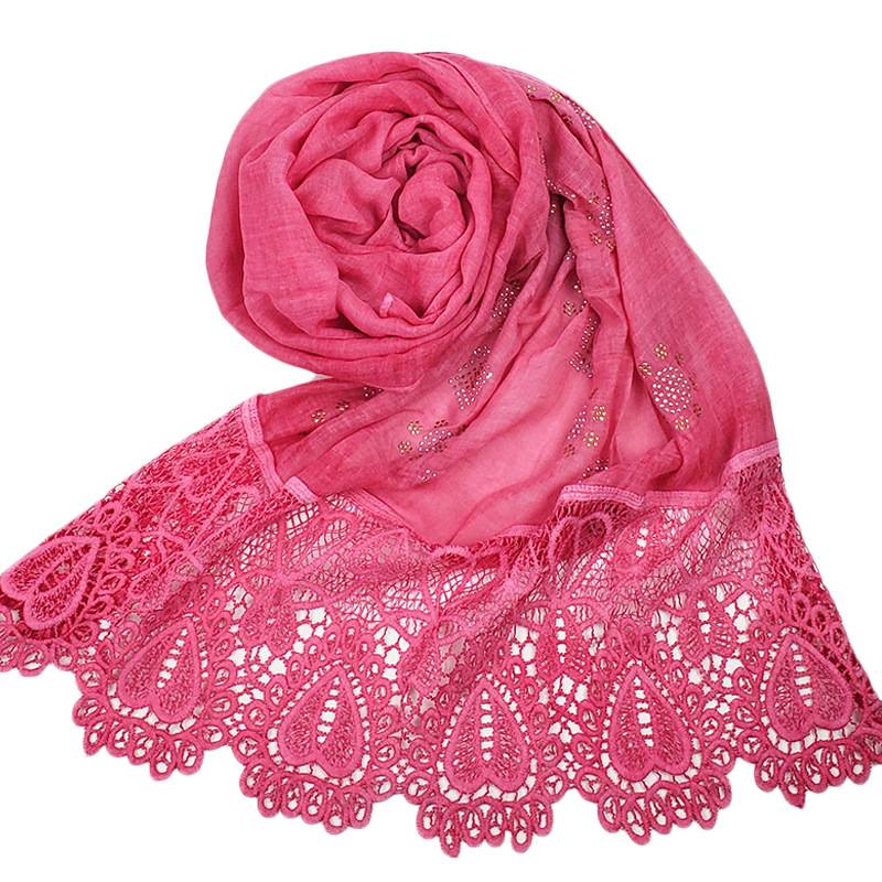 Amazon Hot Muslim Lace Tr Rhinestone Cross-Market Fashion Korean Shawl Baotou Scarf