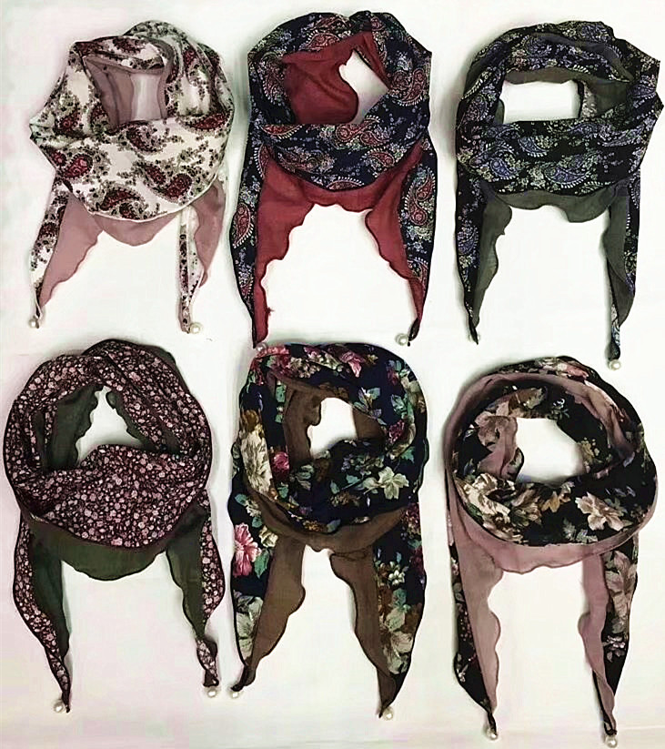 TR all cotton color double timed pearl scarf han version of women&#039;s scarf new spring and autumn 2018