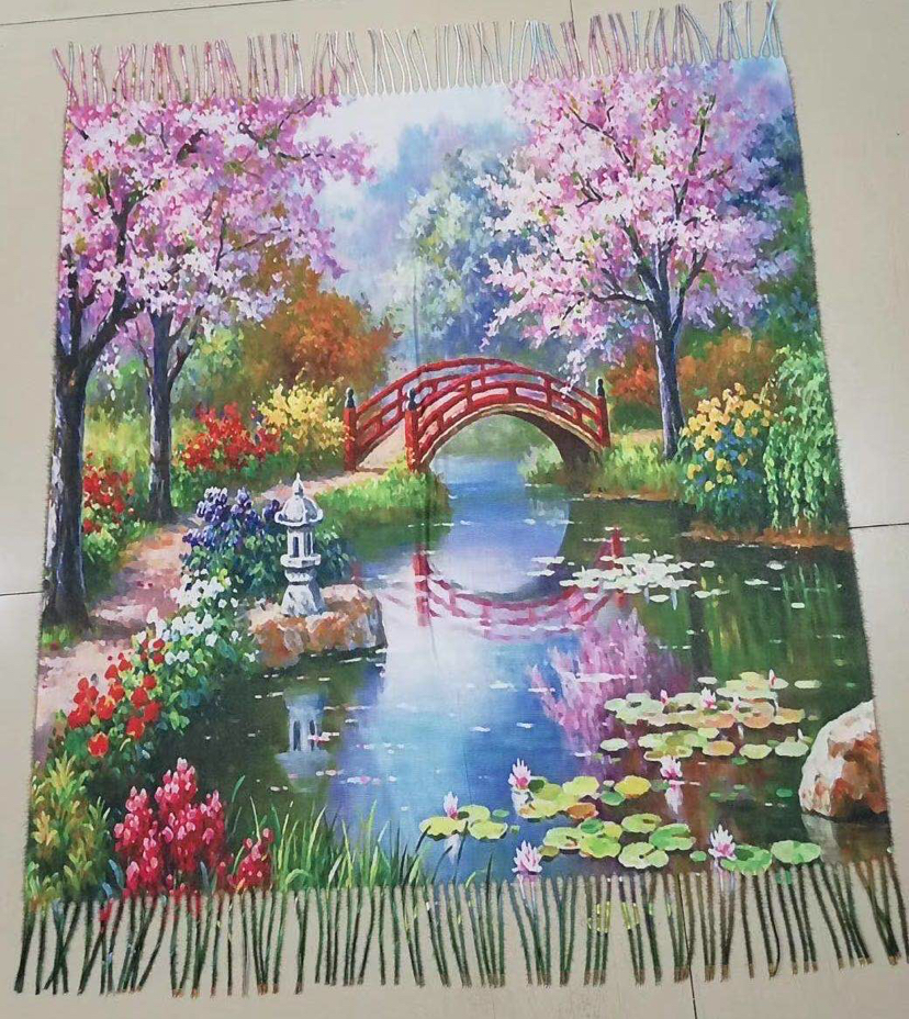 Autumn and Winter New New Cashmere New TR Thorn Wool Imitation Cashmere Digital Printing Scarf Shawl Large Kerchief
