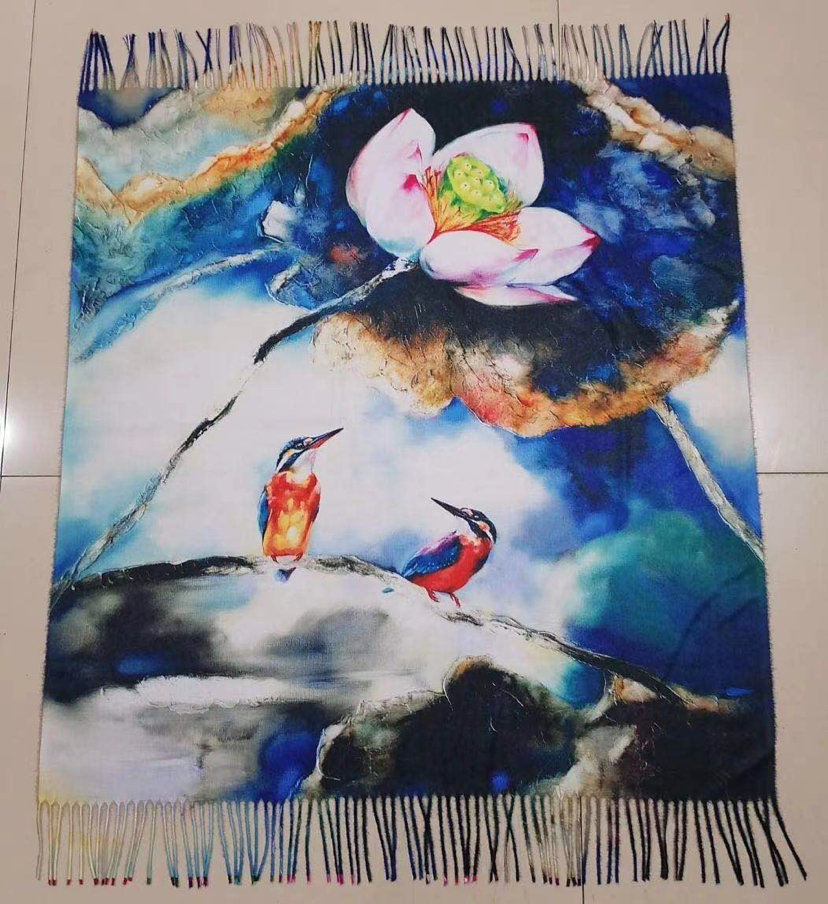 Autumn and Winter New New Cashmere New TR Thorn Wool Imitation Cashmere Digital Printing Scarf Shawl Large Kerchief