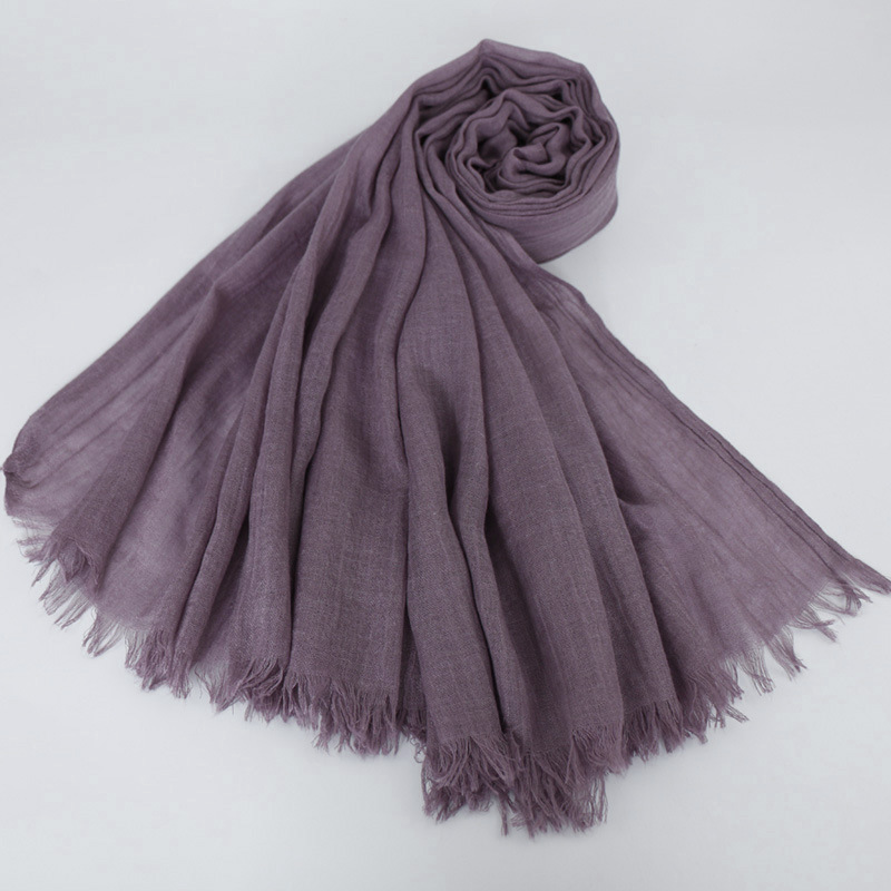 2021 New Cotton and Linen Women Burrs Scarf Factory Supply Solid Color Tr Cotton Korean Scarf Vs130 TR Scarf