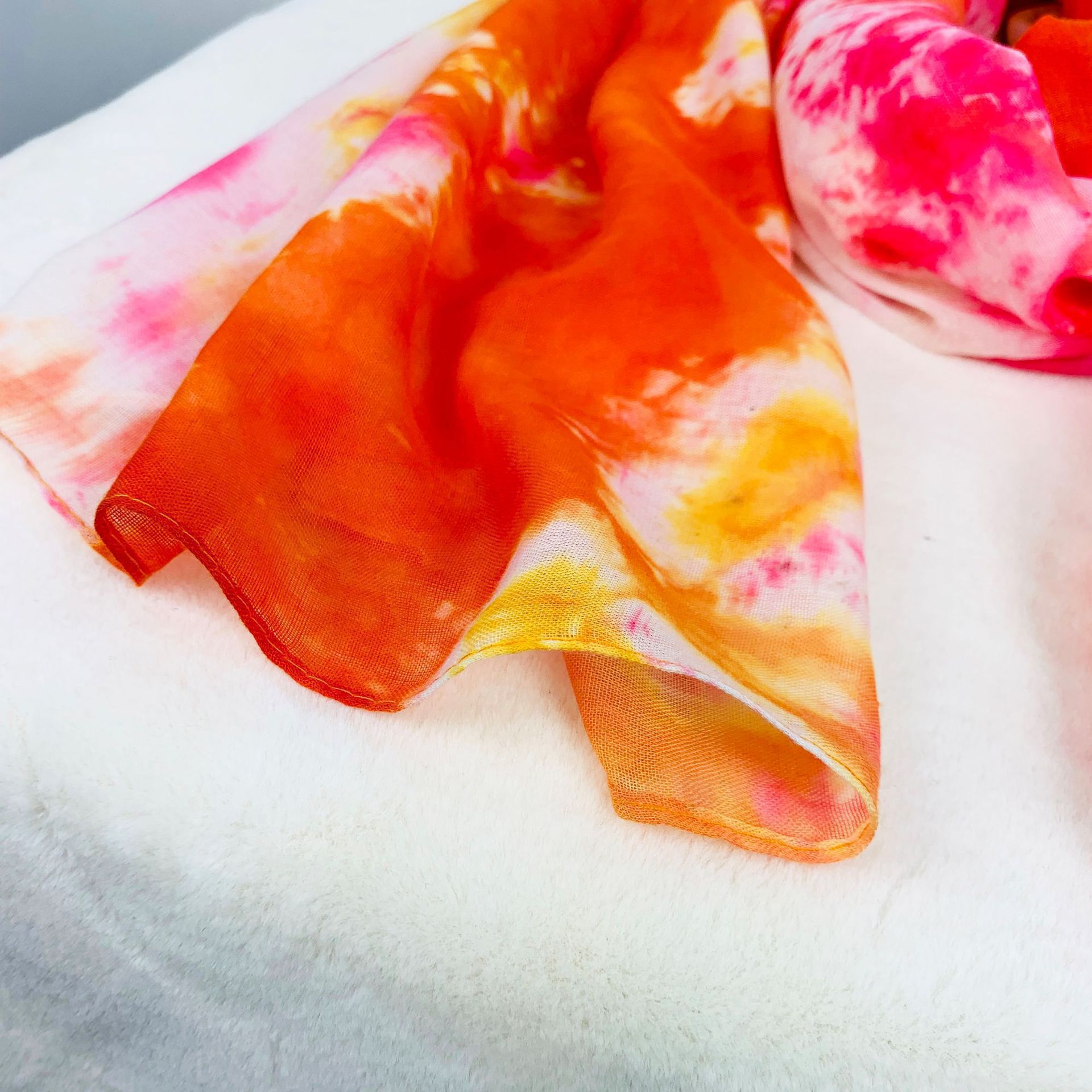 Cotton and Linen Tie-Dyed Travel Sun Protection Foreign Trade Beach Female Scarf Accessories Factory Wholesale TR Scarf