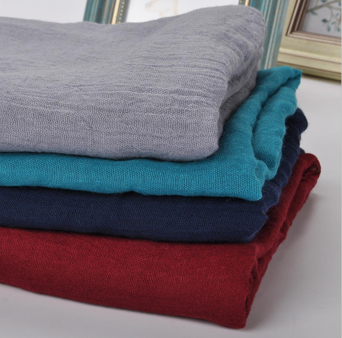 New pure cotton and hemp scarf TR cotton candy color thermal scarf monochrome travel retro acoustic shawls manufacturers