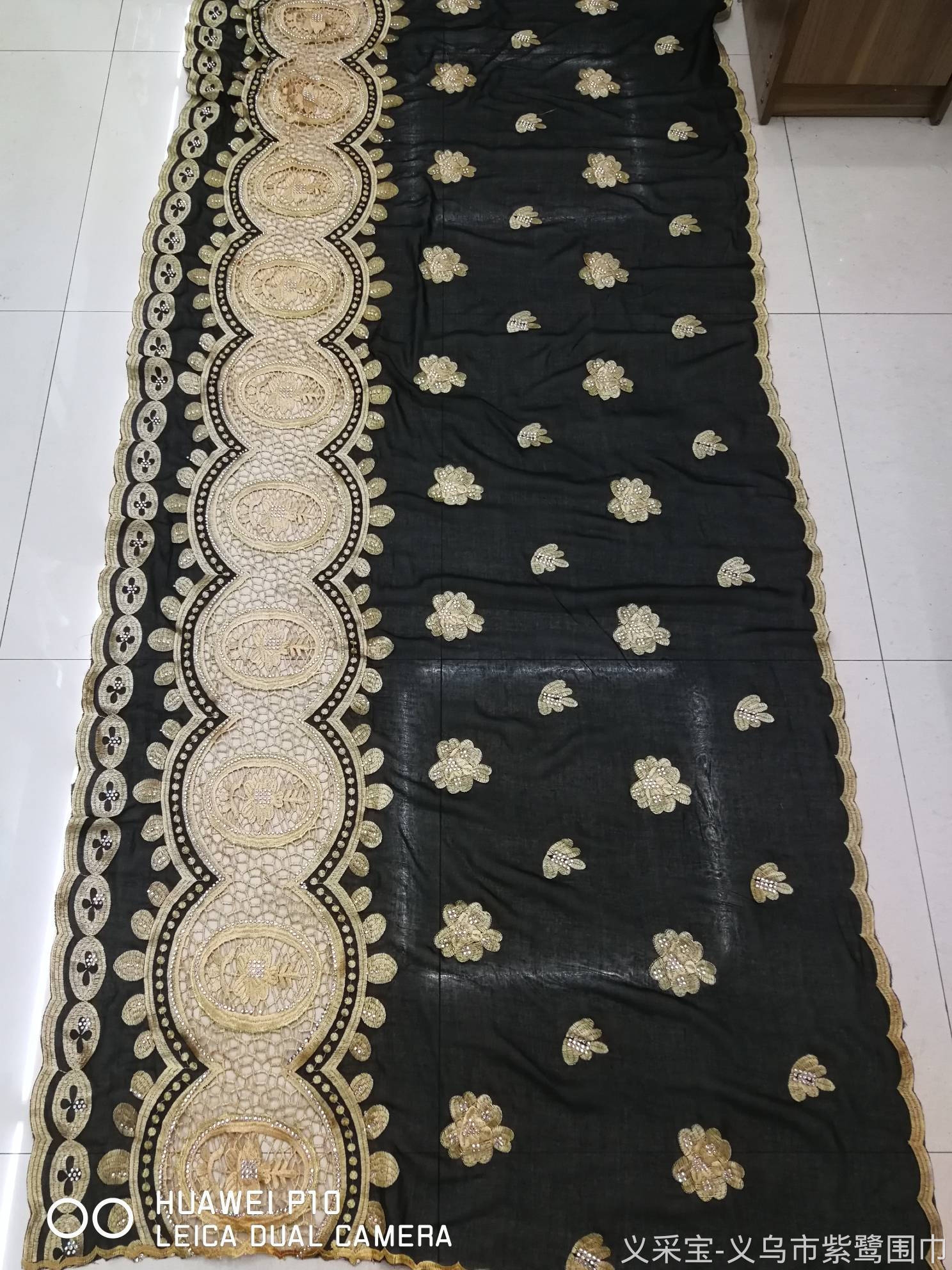Factory Direct Sales Foreign Trade Embroidery Water Soluble Large Towel Muslim Scarf Hat Headwear Large Robe Size 215*105