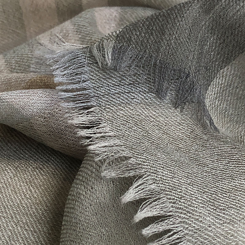 RJCC Cashmere Yarn-Dyed Plaid Ribbon Silver Silk Thin Wool Tassel Women&#039;s Leisure Warm Comfortable Scarf Shawl