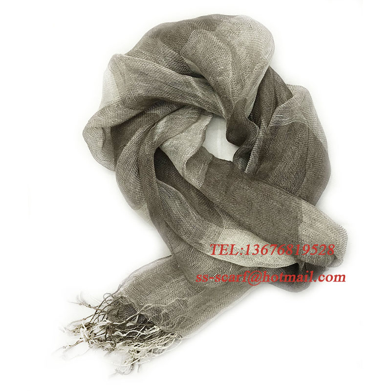 100% Linen/ flax yarn-dyed check plaid pattern scarf fashion scarf