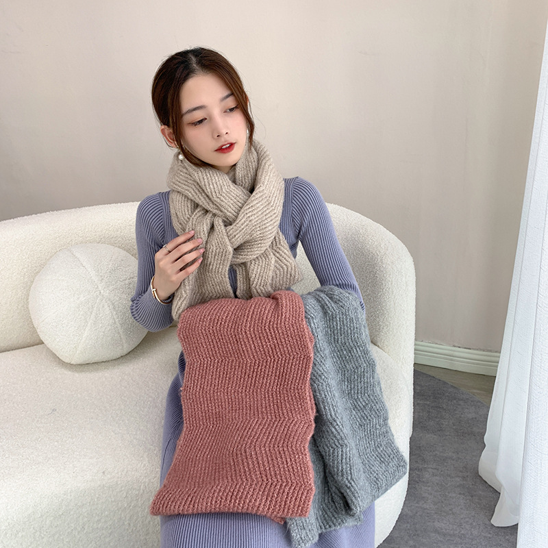 Fashion Warm Scarf for Women Autumn and Winter New Cross-Border Foreign Trade Soft Women&#039;s Knitted Scarf Knitting Scarf