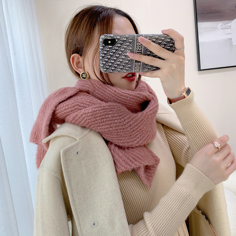 Fashion Warm Scarf for Women Autumn and Winter New Cross-Border Foreign Trade Soft Women&#039;s Knitted Scarf Knitting Scarf