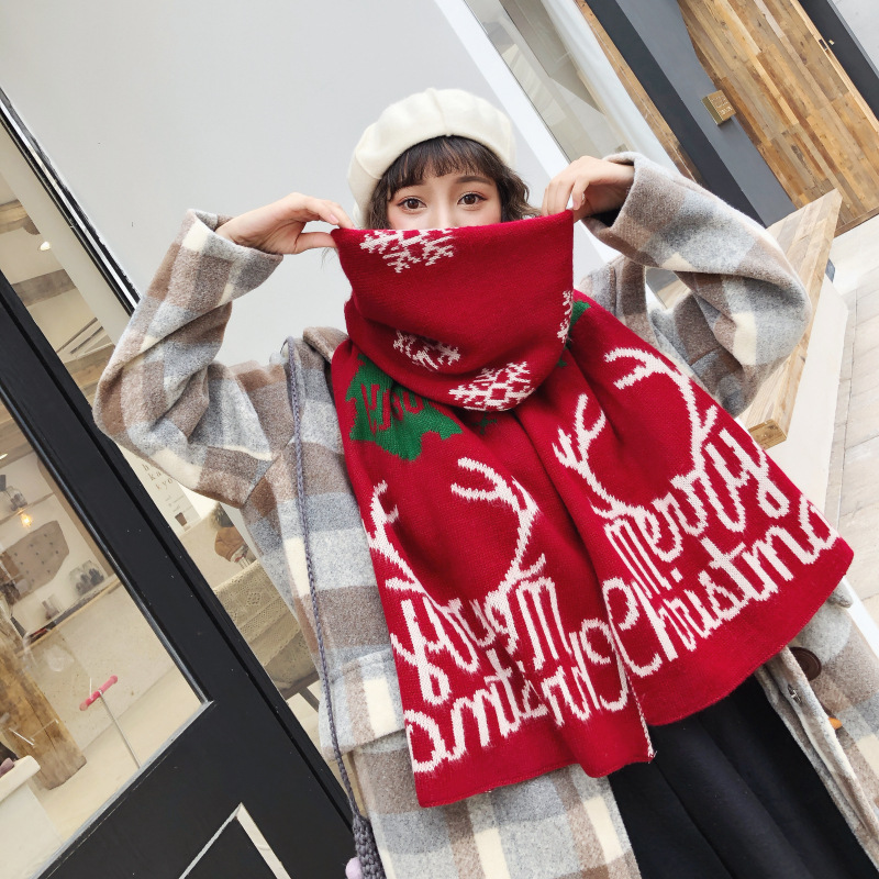 Warm All-Matching Japanese Shawl Couple Men and Women Soft Girl Student Soft Girl Christmas Gift Scarf Knitting Scarf