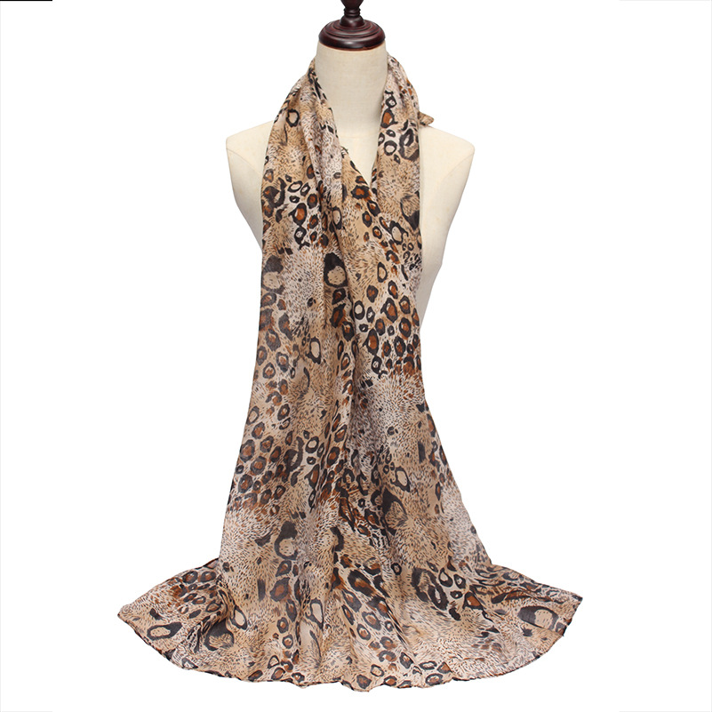 Spring and Autumn Print Leopard Voile Scarf European and American Style Exclusive for Cross-Border Warm Women Scarf Wholesale