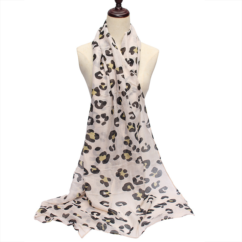 Spring and Autumn Print Leopard Voile Scarf European and American Style Exclusive for Cross-Border Warm Women Scarf Wholesale