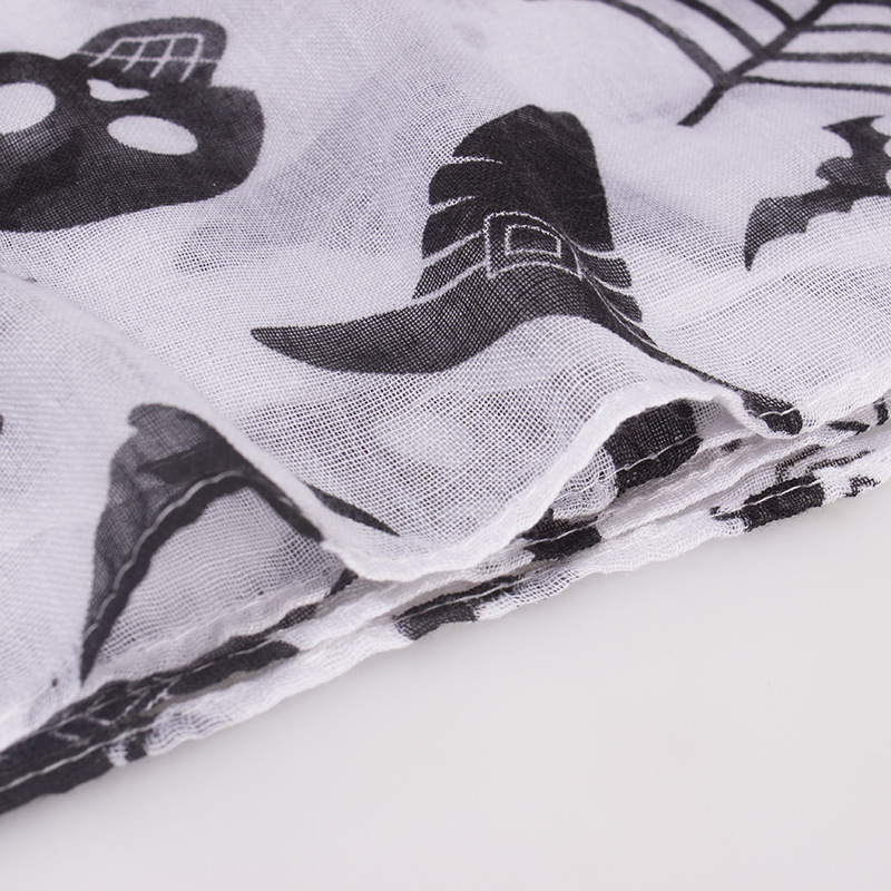 Autumn and Winter Warm Encryption Skull Hat Bat Pattern Bandana Christmas Printing Voile Scarf Wholesale