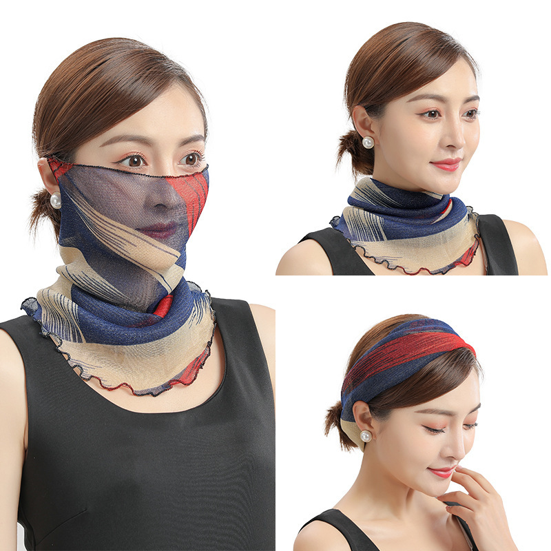 Thin Sunscreen Veil New Small Silk Scarf Scarf Neck Neck Protection Autumn and Winter Mask Women&#039;s Scarf Voile Scarf