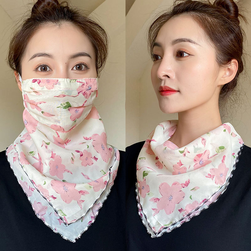 Face Care Face Cover Face Cover Scarf Women&#039;s Dual-Use Summer Thin Ear Hanging Neckerchief Cover Neck Scarf Voile Scarf