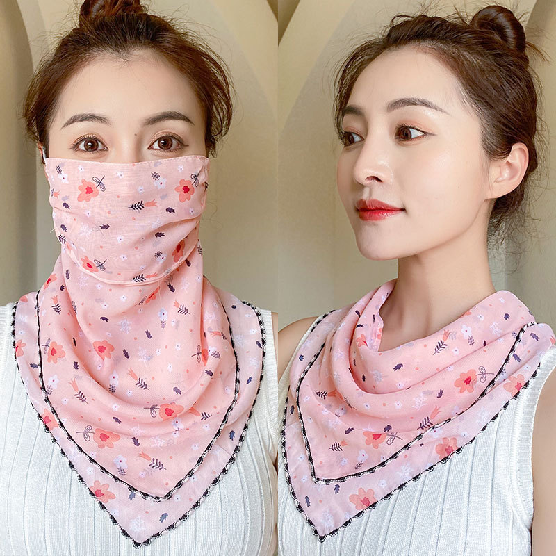 Face Care Face Cover Face Cover Scarf Women&#039;s Dual-Use Summer Thin Ear Hanging Neckerchief Cover Neck Scarf Voile Scarf