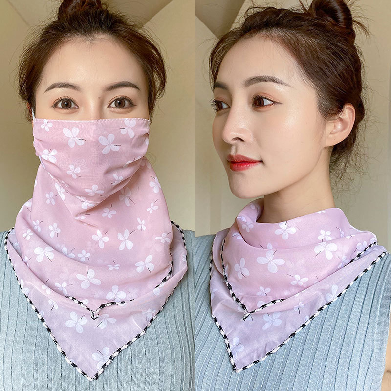 Face Care Face Cover Face Cover Scarf Women&#039;s Dual-Use Summer Thin Ear Hanging Neckerchief Cover Neck Scarf Voile Scarf