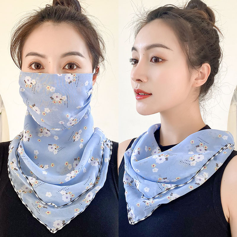Face Care Face Cover Face Cover Scarf Women&#039;s Dual-Use Summer Thin Ear Hanging Neckerchief Cover Neck Scarf Voile Scarf