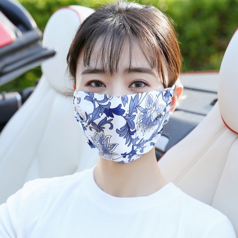 Female Crepe Satin Mulberry Silk Mask All-Match Ear-Hanging Veil Silk Scarf Breathable Washable Repeatedly Voile Scarf