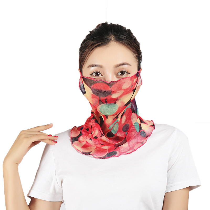 TikTok Same Mask Sun Protect Style Internet Celebrityion Korean ICE Cotton Veil Ear Hanging Gold Silk Mask Voile Scarf
