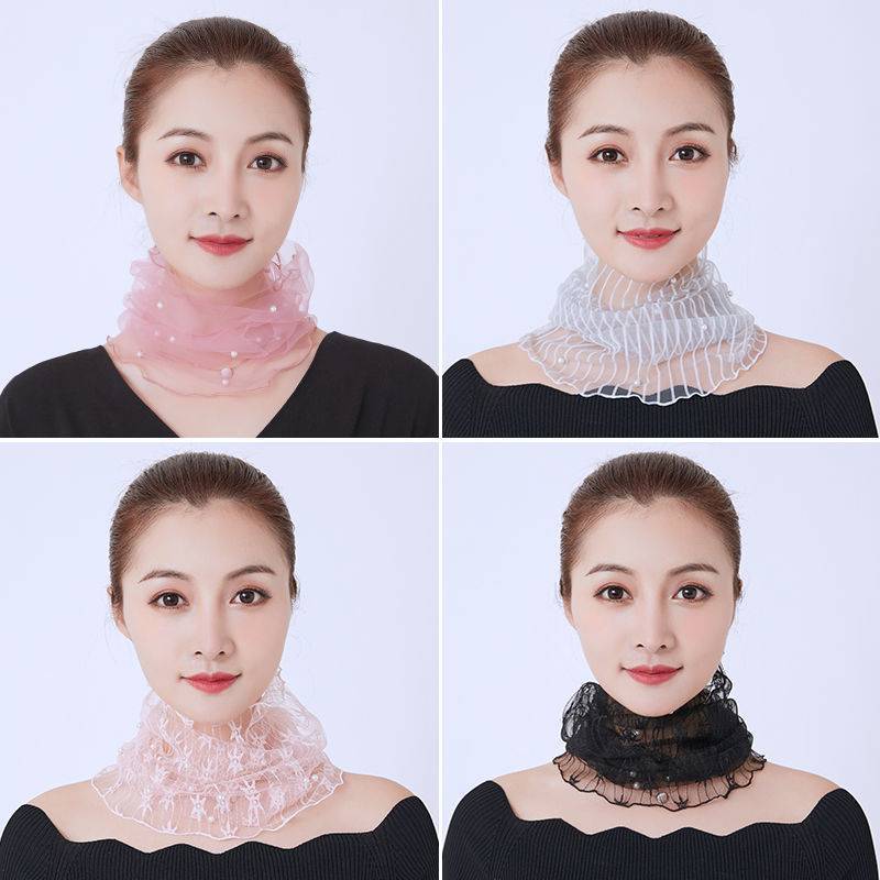 Silk Scarf Decorative Women&#039;s Spring and Autumn Thin Neck Protection Thin Neck Cover Hair Tie All-Match Mask Voile Scarf