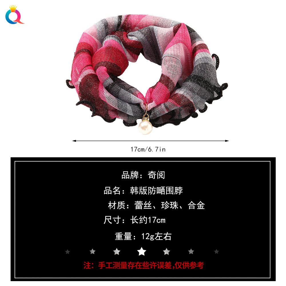 Mesh Pullover Small Scarf Women&#039;s Neck Scarf Spring and Summer Thin Veil Bandana Fashion Sun-Proof Scarf Voile Scarf