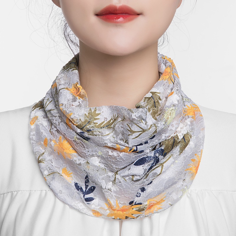 Scarf Women&#039;s Fashion Lace Hollow Bandana Scarf Sun Protection Neck Ear Hanging Mask Scarf Veil Scarf Voile Scarf