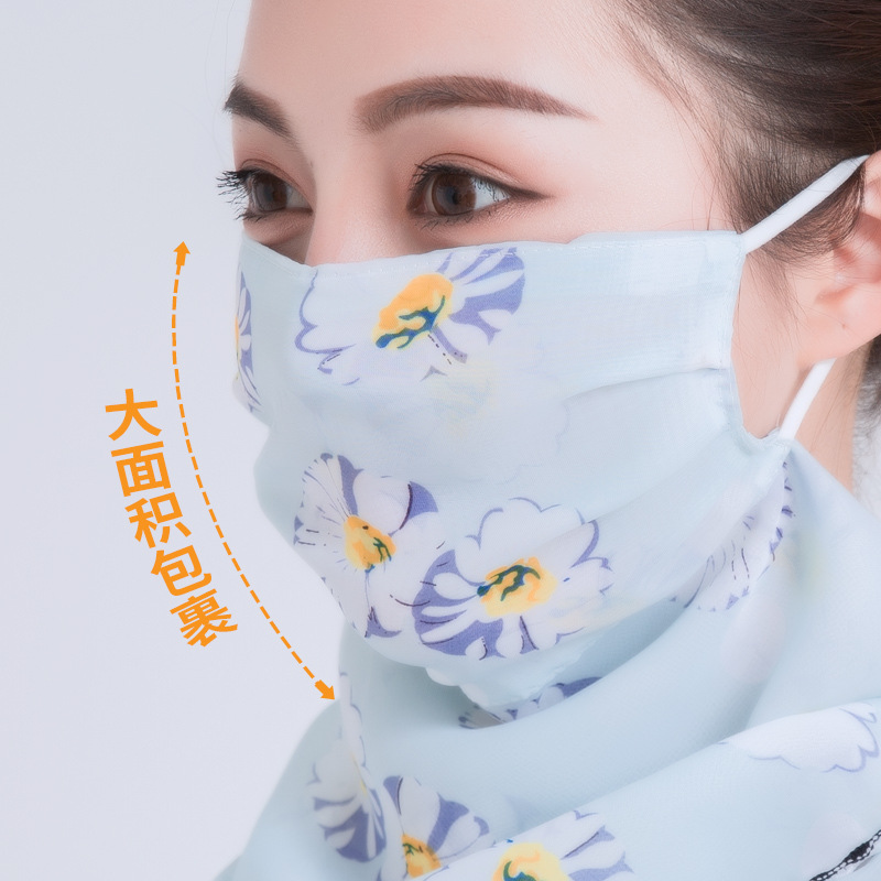 Earmuffs Triangle Scarf Ear Hanging Summer Thin and All-Matching Neck Neck Neck Scarf Female Ice Silk Scarf Voile Scarf
