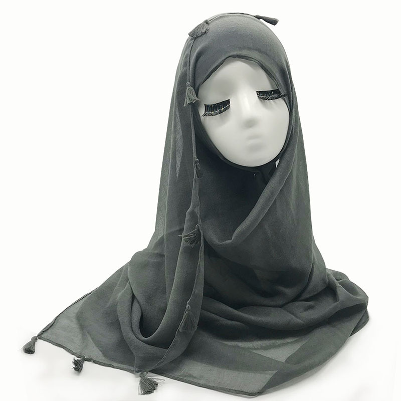 Cross-Border International Station One Piece Dropshipping Foreign Trade Voile Flat Solid Color Tassel Scarf Scarf for Women