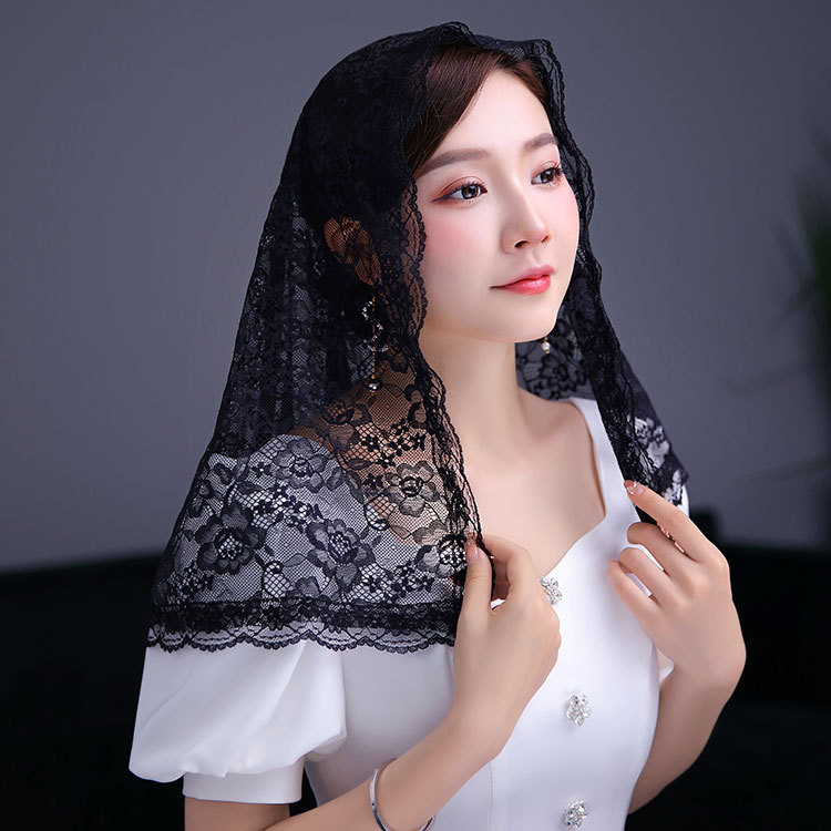 Amazon EBay Bridal Lace Scarf Muslim Headdress Veil Short Yarn Shawl Single Layer Veil