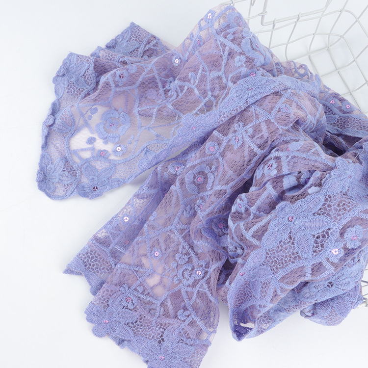  Purple Lace Scarf Shawl Muslim Hooded Solid Color European and American Scarf Dual-Use Scarf for Women Muslim Scarf
