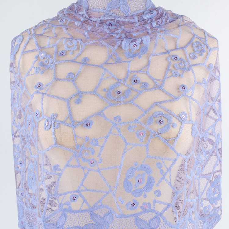  Purple Lace Scarf Shawl Muslim Hooded Solid Color European and American Scarf Dual-Use Scarf for Women Muslim Scarf