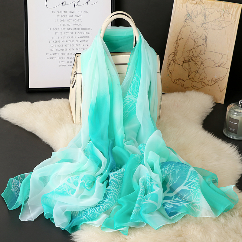2021 Spring and Summer Seaside Imitation Beach Yourou Yarn Scarf Women&#039;s New Travel Vacation Sun Protection Scarves Women&#039;s Printing