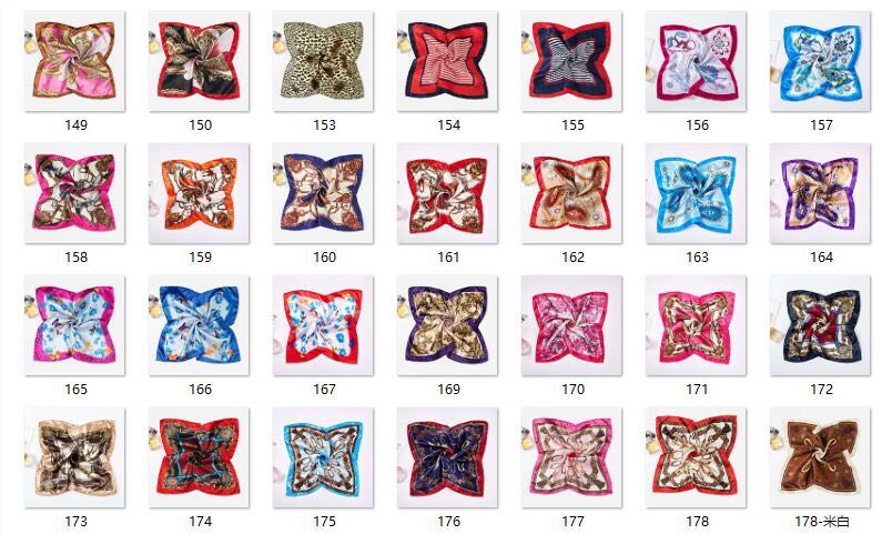 Yiwu manufacturers direct, a number of imitation silk lady printing small square scarves wholesale Korean professional small scarf
