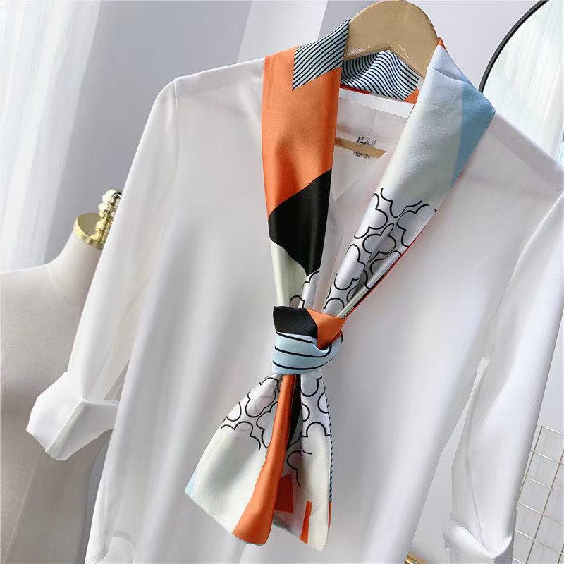 Silk Women&#039;s Professional Printing Long Scarves Multi-Color Scarf Korean Style Versatile Silk Satin Silk Scarves
