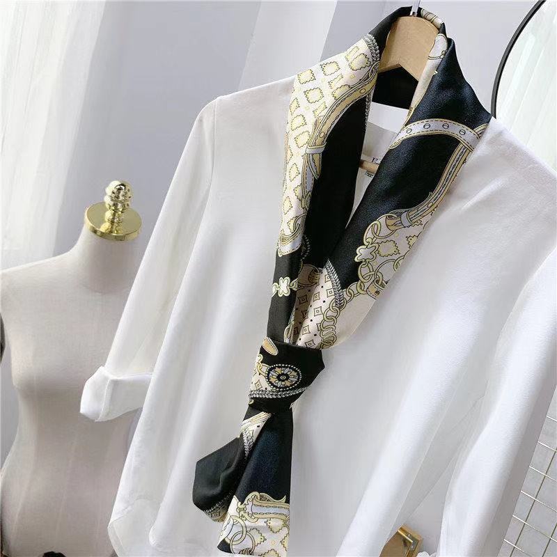 Silk Women&#039;s Professional Printing Long Scarves Multi-Color Scarf Korean Style Versatile Silk Satin Silk Scarves