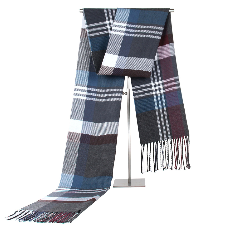 European and American New Cashmere Warm Men Scarf Middle-Aged Elderly Striped Plaid Scarves Gift Factory Direct Sales