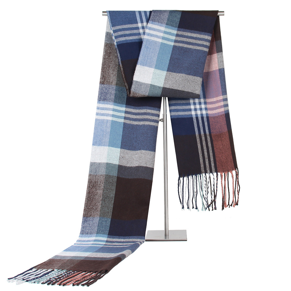 European and American New Cashmere Warm Men Scarf Middle-Aged Elderly Striped Plaid Scarves Gift Factory Direct Sales