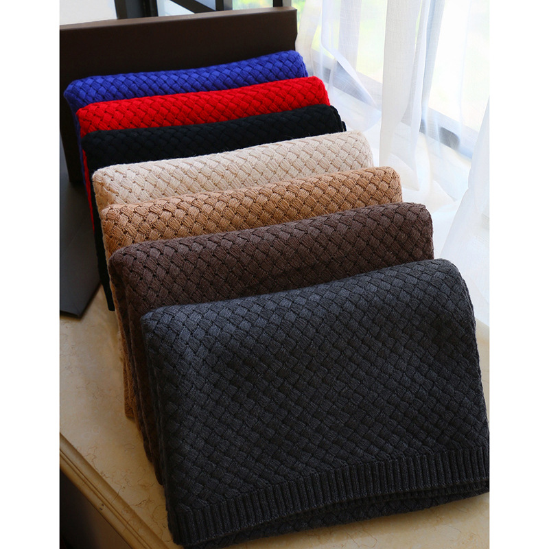 BV  Knitted Scarf for Women Autumn and Winter Thickened Warm Wool Wool Woven Bib Shawl Dual-Use Cashmere Scarves