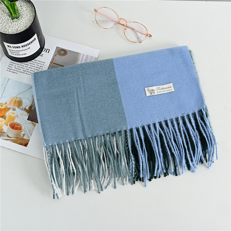 Artificial   and Winter New Elegant Stitching Plaid Warm Thickened Shawl Scarf Women&#039;s Scarf Wholesale Cashmere Scarves