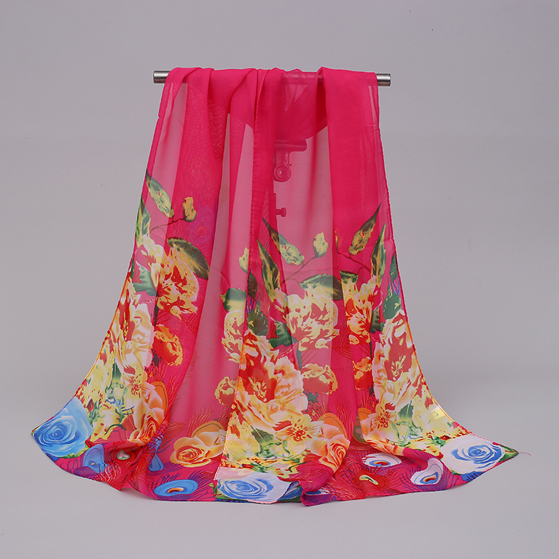 Spring and Autumn New Magpie Spring Women&#039;s Chiffon Long Scarves Wholesale Small Gauze Kerchief Scarf Gift Gift Factory Direct Sales