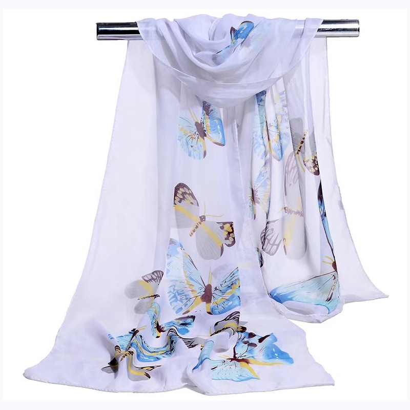 Long Spring and Autumn Sun Protection Chiffon Scarf 50160 Printed Beach Towel Stall Supply Gift Scarf Printing Scarves