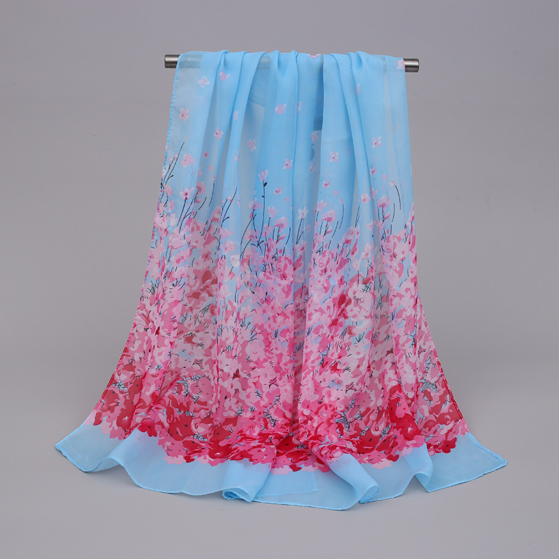 New Yiwu Printed Chiffon Long Scarves Wholesale Spring and Summer All-Match Scarf Small Gauze Kerchief Chiffon Scarves