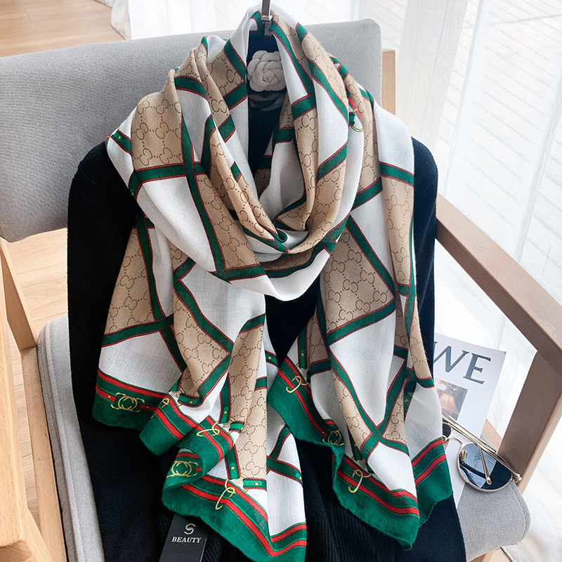 Women&#039;s Long Houndstooth Cotton and Linen Scarf, Vacation Sun Protection Long Scarves Scarf Shawl