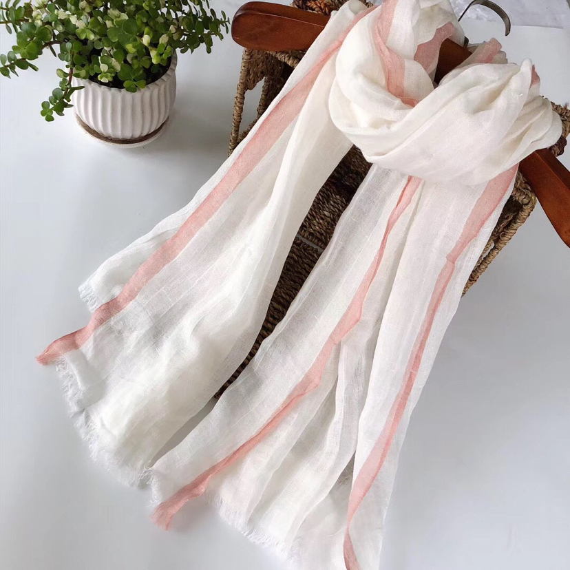 Cotton and linen scarf striped scarf yarn - dyed the scarf plain Japanese and Korean scarves stock scarves