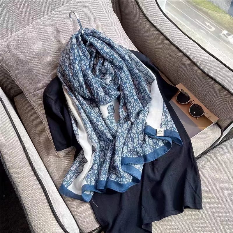 2021 Cotton and Linen Scarf Women&#039;s European and American Elegant New All-Matching Warm Letters Cotton Linen Scarves