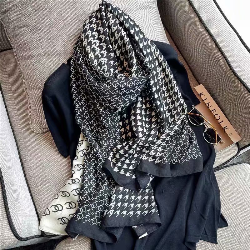 2021 Cotton and Linen Scarf Women&#039;s European and American Elegant New All-Matching Warm Letters Cotton Linen Scarves