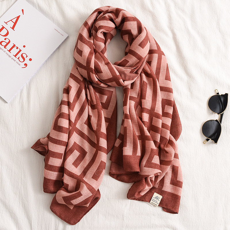Summer Sunscreen Scarf Cotton and Linen Beach Towel Large Size Scarf Air Conditioning Shawl Scarf Cotton Linen Scarves