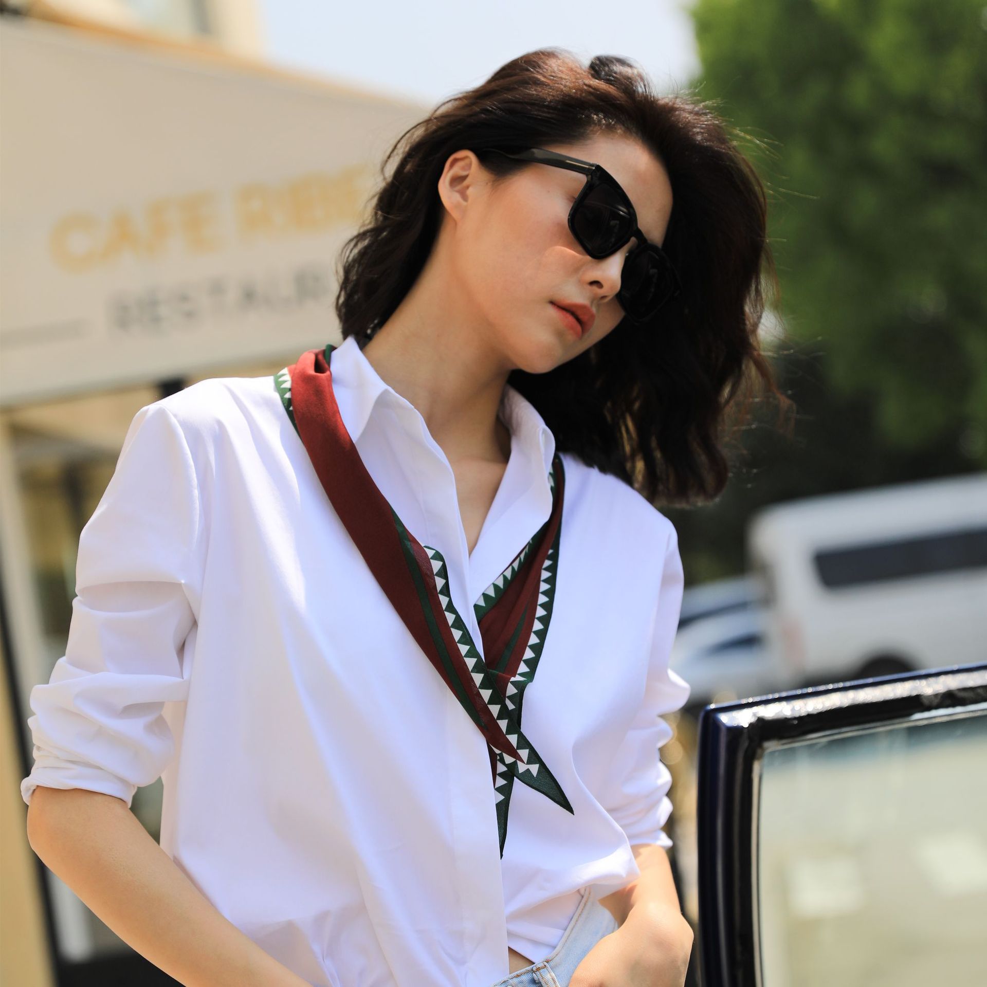 New Silk Scarf Diamond Neckerchief Retro Elegant Fashion Small Ribbon Hair Band Women&#039;s Hair Tie Ribbon Thin Long Scarves